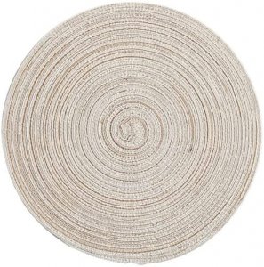Σετ 4x Boho Ψάθινο Σουπλά Στρογγυλό 36cm Ανοιχτό Μπεζ