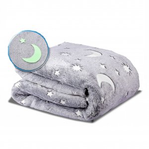 Παιδική Κουβέρτα Fleece που Φωσφορίζει 150x120cm με Λαμπερά Φωσφορίζοντα Σχέδια - Childrens Glow Blanket - Γκρι