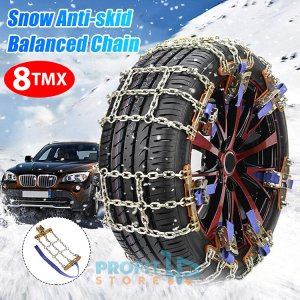 8 Heavy Duty Αντιολισθητικές Αλυσίδες Χιονιού Σκάλα - που Μπαίνουν Εύκολα - Αυτοκινήτου, Φορτηγού, Van με Ρυθμιζόμενους Ιμάντες 225-285mm Μεταλλικές