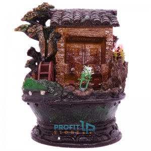 Διακοσμητικό Συντριβάνι Feng Shui Νερόμυλος &amp; Κήπος με LED Πολύχρωμο Φωτισμό 25x17x16εκ