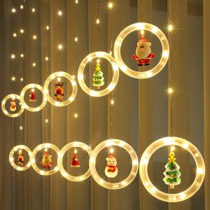 Χριστουγεννιάτικα Λαμπάκια LED με Θερμό Λευκό Φωτισμό 3m Κουρτίνα &amp; Διακοσμητικές Φιγούρες 10τμχ