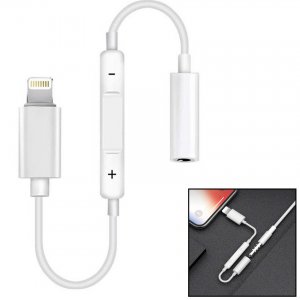 Αντάπτορας - Μετατροπέας Lightning σε 3.5mm Headphone Jack με Χειρισμό Έντασης &amp; Handsfree 14cm Λευκό