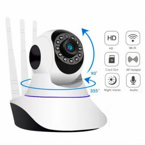 WiFi Κάμερα IP Ρομποτική 360° HD 64GB με Αισθητήρα &amp; Ανίχνευση Κίνησης - LED , Νυχτερινή Λήψη, Μικρόφωνο , Ηχείο &amp; Συναγερμός