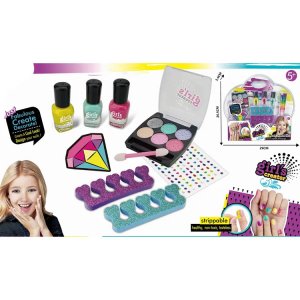 Παιδικό Σετ Παλέτα Μακιγιάζ με Σκιές &amp; Lip Gloss &amp; Περιποίηση Νυχιών Μανικιούρ με Βερνίκια &amp; Αυτοκόλλητα
