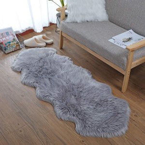 Χνουδωτό Χαλί Διάδρομος Sheepskin από Υψηλής Ποιότητας Συνθετική Γούνα 60x180cm - Γκρι
