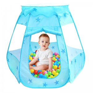 Pop-Up Εξαγωνική Παιδική Σκηνή με Αστέρια 120x120x90cm - Γαλάζια Playtent