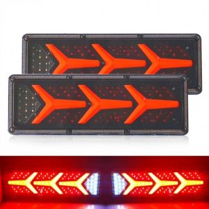 Σετ Universal Αδιάβροχα Δυναμικά LED Πίσω Φανάρια Πορείας - STOP - Φλας - Ομίχλης - Όπισθεν για Φορτηγά &amp; Τρέιλερ 24V 46x13x2cm 2τμχ