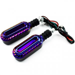 Σετ 2τμχ Φλας LED Μοτοσυκλέτας 12V 10mm με Διπλό Φωτισμό - Κόκκινο , Πορτοκαλί