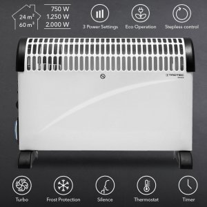 Trotec Επιδαπέδιος Θερμοπομπός 2000W Turbo με Ανεμιστήρα, 2 Επίπεδα Θέρμανσης, Ρυθμιζόμενο Θερμοστάτη &amp; Χρονοδιακόπτη