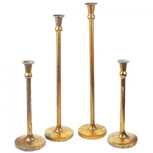 Πολυτελές Σετ με Μεταλλικά Χρυσά Κηροπήγια - Ανάγλυφο Εφέ - Διαφορετικά Μεγέθη - 4 τμχ