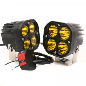 Σετ 2 Αδιάβροχα Προβολάκια Amber LED 9000lm Ομίχλης 80W Θερμού Φωτισμού 3500K Αυτοκινήτου, Μηχανής 12V &amp; 24V IP67 &amp; Διακόπτης ON , OFF