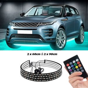 Σετ Led Ταινίες RGB Music για Κάτω από το Αυτοκίνητο Underbody Tube με Τηλεχειριστήριο 2x60cm και 2x90cm - 4 τμχ.