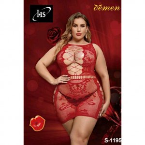 HS Αισθησιακό Γυναικείο Plus Size Ολόσωμο See Through Ελαστικό Εσώρουχο One Size - Κόκκινο