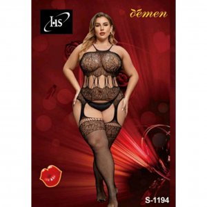 HS Αισθησιακό Γυναικείο Plus Size Ολόσωμο See Through Ελαστικό Εσώρουχο One Size - Μαύρο