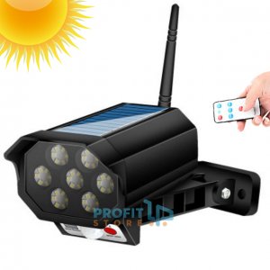 Mini Αδιάβροχο Ηλιακό 42 LED Φωτιστικό Δρόμου &amp; Ομοίωμα Κάμερας Ασφαλείας Dummy με Φωτοκύτταρο, Αισθητήρα Κίνησης &amp; Τηλεχειριστήριο - Μαύρο