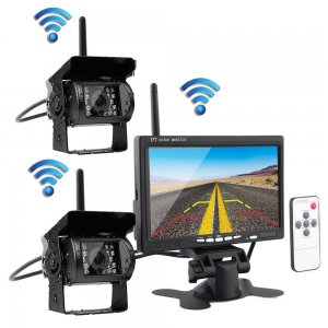 Σετ 2 Ασύρματες Κάμερες Οπισθοπορείας &amp; Οθόνη Monitor 7inch TFT 12V - 24V Φορτηγού &amp; Αυτοκινήτου ΙΧ με Νυχτερινή Λήψη IR - Σύστημα Παρκαρίσματος Πούλμαν