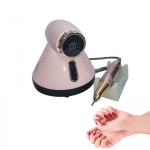 Επαγγελματικός Τροχός Νυχιών Ρεύματος 35000rpm 65W με Πεντάλ, 6 Κεφαλές &amp; Οθόνη LED Ροζ