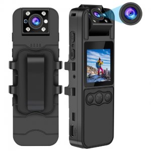 Μίνι Κάμερα με Καταγραφή Ήχου και Εικόνας 1080p HD - Περιστρεφόμενος Φακός 180 Μοίρες, Οθόνη LED, IR Νυχτερινή Λήψη και Συναγερμό, Police Body Cam