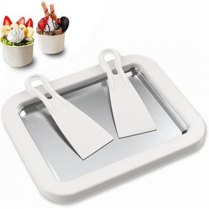 Ice Roll Maker - Παγωτομηχανή με 2 Σπάτουλες για Σπιτικό Ρολό Παγωτού &amp; Παγωμένο Γιαούρτι - Instant Ice Cream Maker Λευκό