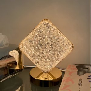 Επαναφορτιζόμενο LED Διακοσμητικό Φωτιστικό Ρόμβος με Εφέ Κρυστάλλου