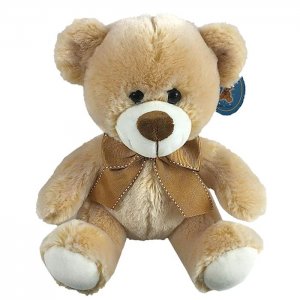 Λούτρινο Αρκουδάκι Καφέ Φιογκάκι - Teddy Bear 19cm