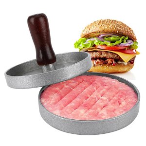 Αντικολλητική Μεταλλική Πρέσα Παρασκευής Burger / Smash Burger με Ραβδώσεις Διαμέτρου 12cm