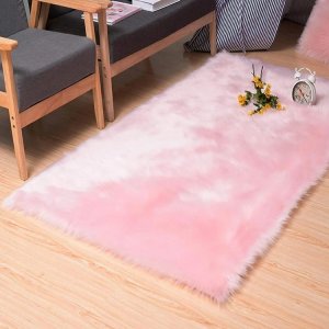 Sheepskin Χνουδωτό Χαλί Διάδρομος Από Συνθετική Γούνα 120x60 εκ.- Ροζ