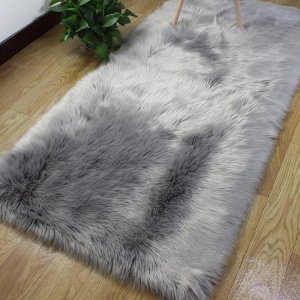 Sheepskin Χνουδωτό Χαλί Διάδρομος Από Συνθετική Γούνα 120x60 εκ.-Γκρι