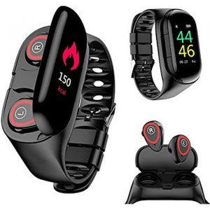 TWS 2 σε 1 Bluetooth Ακουστικά και Ρολόι Smartwatch με Παλμογράφο, Activity Tracker, Θερμιδομετρητή και Ειδοποιήσεις Εφαρμογών