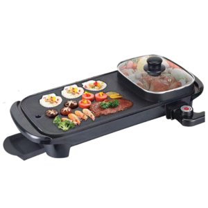 Αντικολλητικό Teppanyaki- Πλάκα Ψησίματος με Ρυθμιζόμενο Θερμοστάτη και Καπάκι Sokany 1600W 39εκ