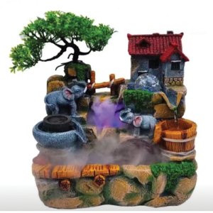 Διακοσμητικό Φωτιζόμενο Συντριβάνι Feng Shui με Ελέφαντες, Τρεχούμενο Νερό και LED Κρυστάλλινη Μπάλα 31x20x3εκ.