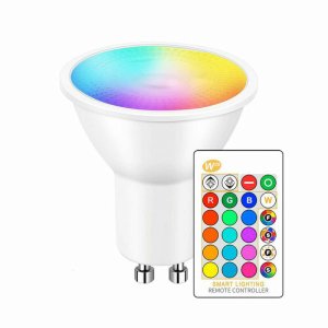 LED  Λάμπα για Ντουί GU10 3W RGBW 240LM με Ασύρματο Χειριστήριο Λευκή
