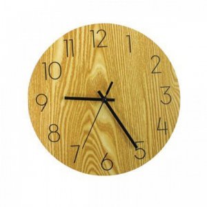 Ξύλινο Ρολόι Τοίχου Quartz Vintage Διαμέτρου 30cm με Αριθμούς
