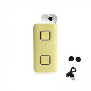 Επαναφορτιζόμενο HandsFree Ακουστικό Bluetooth Πέτου με Δόνηση &amp; Ενσωματωμένο μικρόφωνο, Ανασυρόμενο Ακουστικό Clip Χρυσό