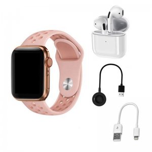 Σετ Remax Bluetooth Smart Watch Με 2 Λουράκια - Έξυπνο  Ρολόι με Οθόνη Αφής Aπάντηση Kλήσεων Mηνυμάτων Οξύμετρο Βηματομετρητή και Ακουστικά TWS Air pods Remax 2