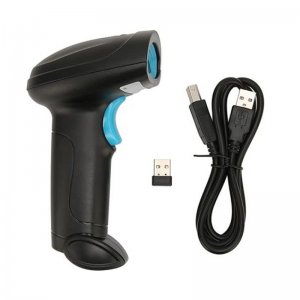 Ασύρματο Laser Barcode Scanner με USB - Bluetooth Χειρός Andowl Επαναφορτιζόμενο  με Δυνατότητα Ανάγνωσης 1D 2D και QR Barcodes Μαύρο-Μπλε