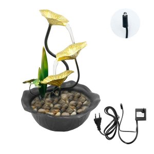 Feng Shui Minimal Διακοσμητικό Συντριβάνι LED Εσωτερικού και Εξωτερικού Χώρου με Χρυσά Φύλλα και Θερμό Λευκό Φωτισμό 220V 33x23x22εκ.
