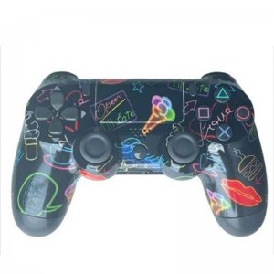 Ασύρματο Χειριστήριο Gamepad PS4   Doubleshock - Συμβατό με PS TV PS Now Wireless Controller Μαύρο με Πολύχρωμα Σχέδια