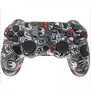 Ασύρματο Χειριστήριο Gamepad PS4   Doubleshock - Συμβατό με PS TV PS Now Wireless Controller με Γκρι και Λευκά Σχέδια