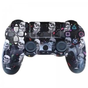 Ασύρματο Χειριστήριο Gamepad PS4   Doubleshock - Συμβατό με PS TV PS Now Wireless Controller Μαύρο Νεκροκεφαλές
