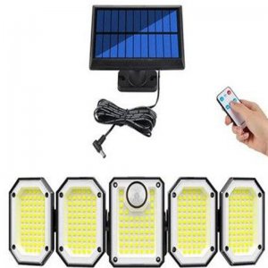 Επιτοίχιο Αδιάβροχο Ηλιακό Φωτιστικό 300LED 270º με Αισθητήρα Κίνησης IP65 Andowl - Μαύρο