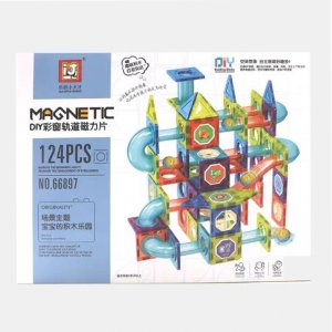 Παιδικό Εκπαιδευτικό Παιχνίδι DIY με Μαγνητικά Στοιχεία και Μπάλα 124 τμχ - Magentic Castle Building Blocks