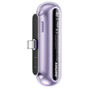 Remax Κάψουλα Mini Power Βank για Φόρτιση iPhone με Οθόνη LED Χωρίς Καλώδιο 3000mAh 15W Μωβ