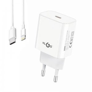 Φορτιστής Ταχείας Φόρτισης 20W με Καλώδιο Lighting KLGO Λευκός