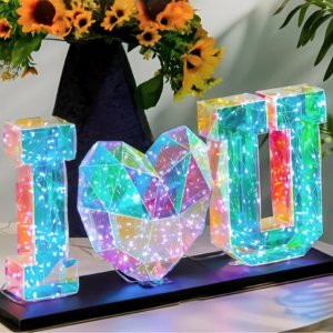 3D Πολύχρωμο Φωτιζόμενο Διακοσμητικό I LOVE YOU
