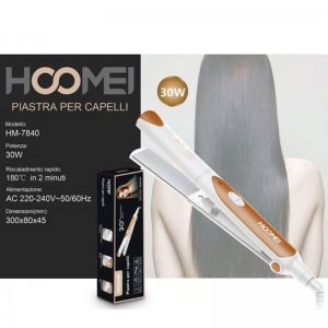Hoomei Επαγγελματική Ισιωτική - Πρέσα Μαλλιών 30W με Κεραμικές Πλάκες - Λευκό