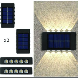 Σετ LED Αδιάβροχα Ηλιακά Επιτοίχια Φωτιστικά για Εξωτερικό Χώρο με 10 SMD και Ενσωματωμένο Πάνελ σε Θερμό Λευκό Φωτισμό 2τμχ
