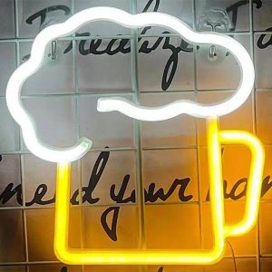 LED Επιτοίχιο Διακοσμητικό Φωτιστικό Neon με Τροφοδοσία USB ή Μπαταρίες με Σχέδιο Ποτήρι Μπύρας