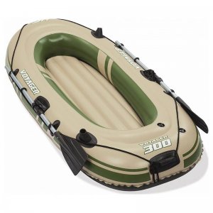 Φουσκωτή Βάρκα 2 Ατόμων με Κουπιά 102x243cm σε Καφέ - Πράσινο Χρώμα Voyager 300 Bestway