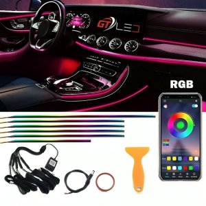 Smart RGB LED Σύστημα Φωτισμού Σαλονιού Αυτοκινήτου - Οπτική Ίνα 6 μέτρα